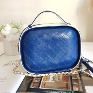 Chanel Vanity Case Blue/White Crumpled Calfskin